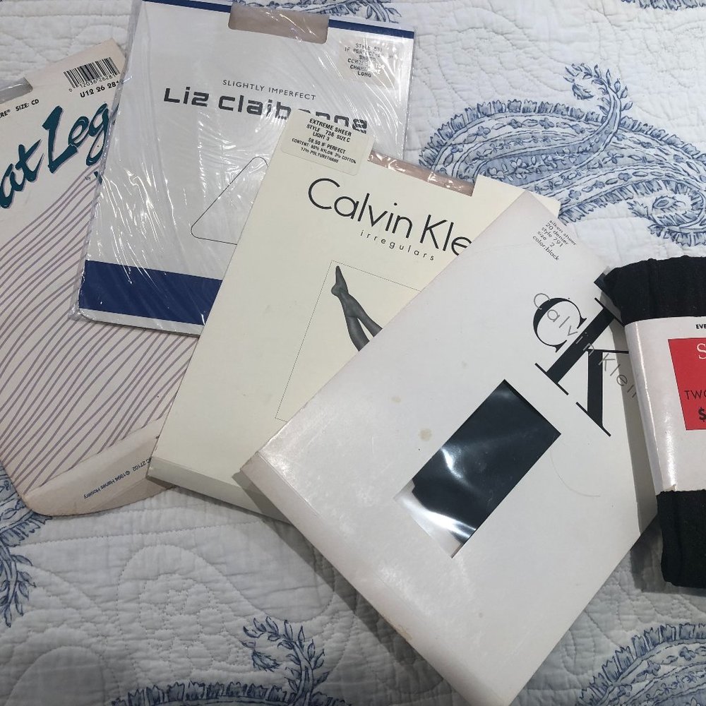 VINTAGE LOT NYLONS PANTY HOSE LEGGING LOT OF 5 PIECES